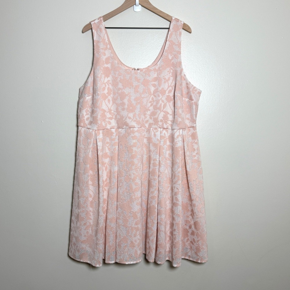 Torrid Womens Plus Fit & Flare Dress 22 Pink White Floral Lace‎ Wedding Spring